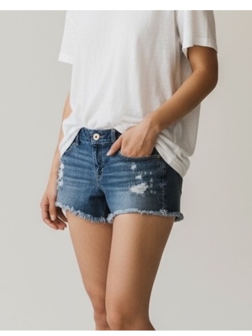 American Eagle Shortie Distressed Dark Blue Denim Shorts